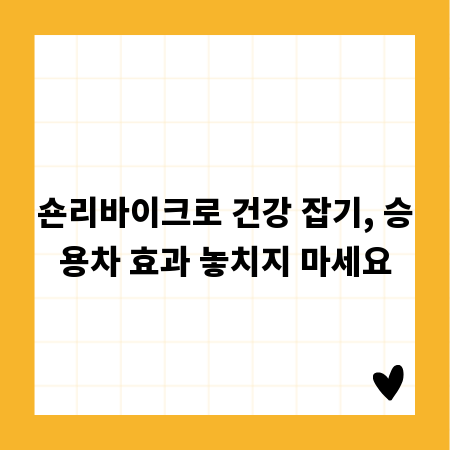 숀리바이크로 건강 잡기, 승용차 효과 놓치지 마세요